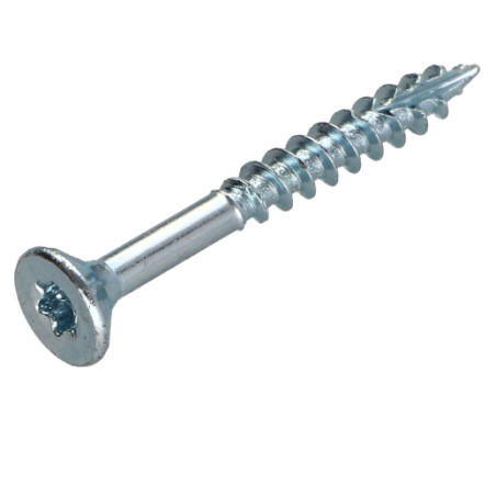 Parafusos de madeira e aglomerado TEKOR cabeça fresada dentado 4,5X50 roscado sobre 30 TORX T25 Aço zinco branco cut