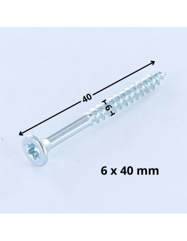 Parafuso de madeira aglomerado cabeça fresada TORX T25 6X40 Aço zinco branco