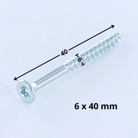 Parafuso de madeira aglomerado cabeça fresada TORX T25 6X40 Aço zinco branco