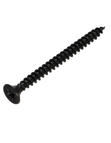 Parafuso de madeira aglomerado cabeça fresada Pozi PZ7 6X60 rosca total Aço zinco preto