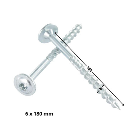 Parafusos de madeira e aglomerado TEKOR cabeça disco TORX T30 cut ponto antifenda tipo 17 6X180 rosca parcial Aço