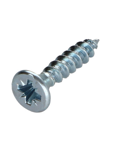 Parafuso de madeira aglomerado cabeça fresada P2 3,5 x 15 Aço zinco branco rosca total Aço zinco branco