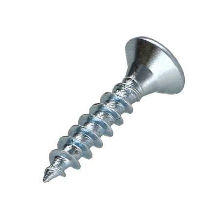 Parafuso de madeira aglomerado cabeça fresada P2 3,5 x 15 Aço zinco branco rosca total Aço zinco branco