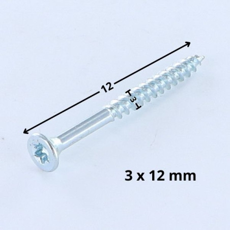 Parafuso de madeira aglomerado cabeça fresada TORX T10 3X12 Aço zinco branco microparafusos