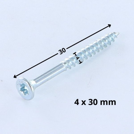 Parafuso de madeira aglomerado cabeça fresada TORX T20 4X30 roscado sobre 30 Aço zinco branco