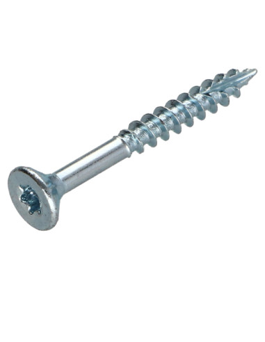 Parafusos de madeira e aglomerado TEKOR cabeça fresada dentado 4,5X35 roscado sobre 25 TORX T25 Aço zinco branco
