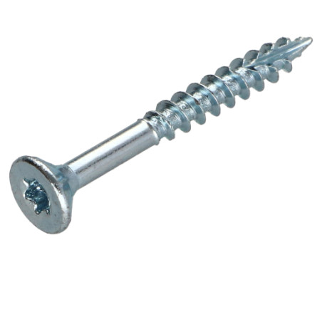 Parafusos de madeira e aglomerado TEKOR cabeça fresada dentado 4,5X35 roscado sobre 25 TORX T25 Aço zinco branco