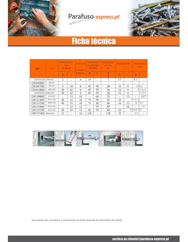 Bucha metálica Fixações M6X60 Aço zinco branco
