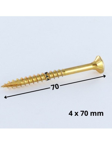 Parafusos de madeira e aglomerado TEKOR cabeça fresada dentado 4X70 roscado sobre 42 TORX T20 ZBCR3+ cut ponto