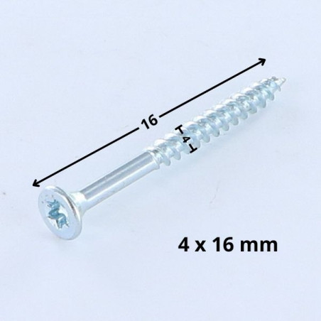 Parafuso de madeira aglomerado cabeça fresada TORX T20 4X16 Aço zinco branco