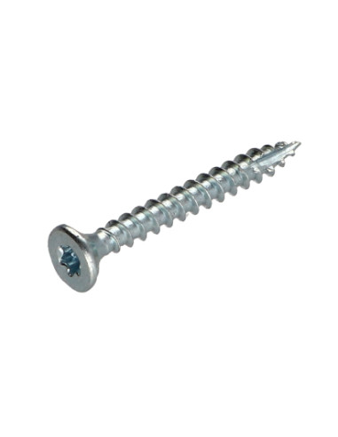 Parafusos de madeira e aglomerado TEKOR cabeça fresada dentado 4X30 TORX T20 Aço zinco branco 96 horas de