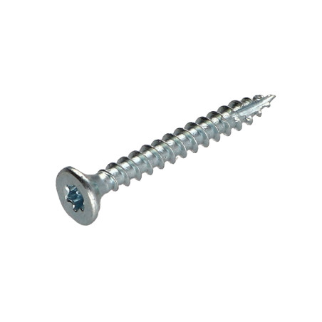 Parafusos de madeira e aglomerado TEKOR cabeça fresada dentado 4X30 TORX T20 Aço zinco branco 96 horas de