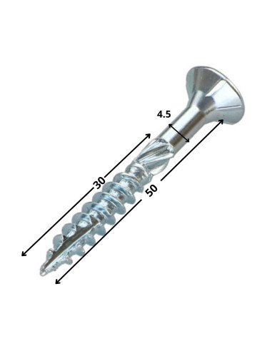 Parafuso de moldura TEKOR cabeça fresada dentado TORX T25 4,5X50 roscado sobre 30 cut ponto antifenda tipo 17 Aço