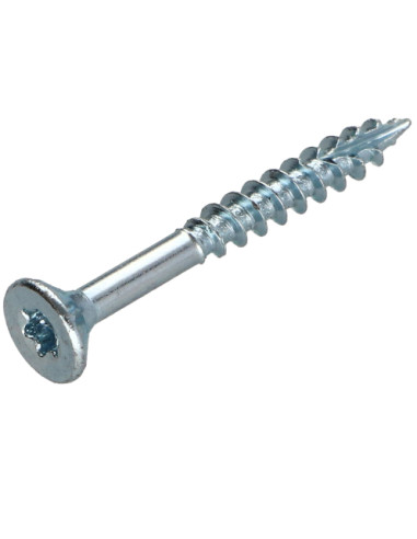 Parafusos de madeira e aglomerado TEKOR cabeça fresada dentado 3,5X50 roscado sobre 30 TORX T15 Aço zinco branco cut