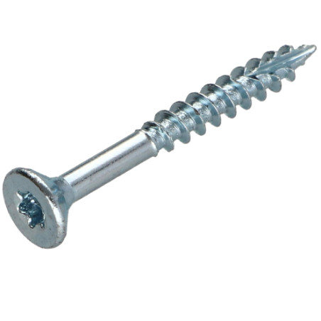 Parafusos de madeira e aglomerado TEKOR cabeça fresada dentado 3,5X50 roscado sobre 30 TORX T15 Aço zinco branco cut