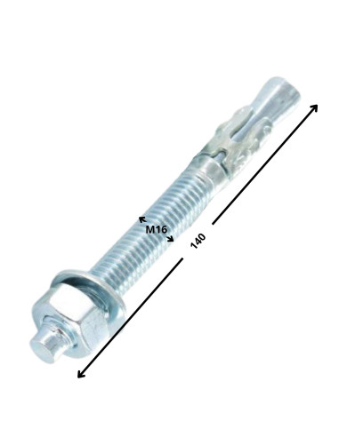 Bucha metálica Fixações M16X140 Aço zinco branco