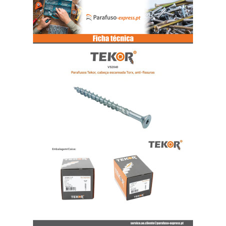 Parafuso de moldura TEKOR cabeça fresada dentado TORX T30 6X280 roscado sobre 100 cut ponto antifenda tipo 17 Aço