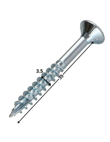 Parafusos de madeira e aglomerado TEKOR cabeça fresada dentado 3,5 x 35 roscado sobre 21 TORX T15 Aço zinco branco