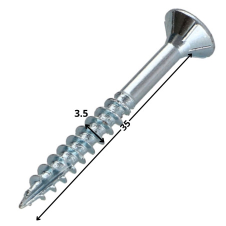Parafusos de madeira e aglomerado TEKOR cabeça fresada dentado 3,5 x 35 roscado sobre 21 TORX T15 Aço zinco branco