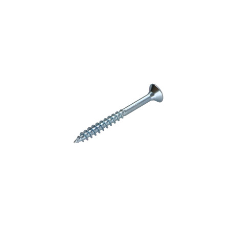 Parafuso de madeira aglomerado cabeça fresada Pozi PZ6 4X45 rosca parcial Aço zinco branco