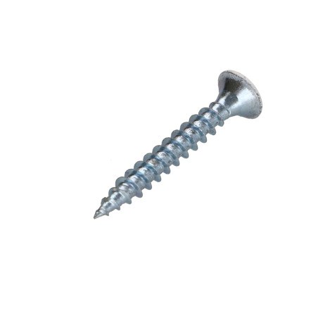 Parafuso de madeira aglomerado cabeça fresada Pozi PZ6 4X30 rosca total Aço zinco branco lacado a branco RAL9016