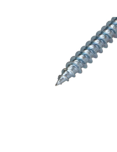 Parafuso de madeira aglomerado cabeça fresada Pozi PZ6 4X30 rosca total Aço zinco branco lacado a branco RAL9016