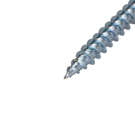 Parafuso de madeira aglomerado cabeça fresada Pozi PZ6 4X30 rosca total Aço zinco branco lacado a branco RAL9016