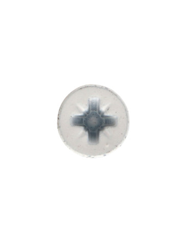 Parafuso de madeira aglomerado cabeça fresada Pozi PZ6 4X30 rosca total Aço zinco branco lacado a branco RAL9016