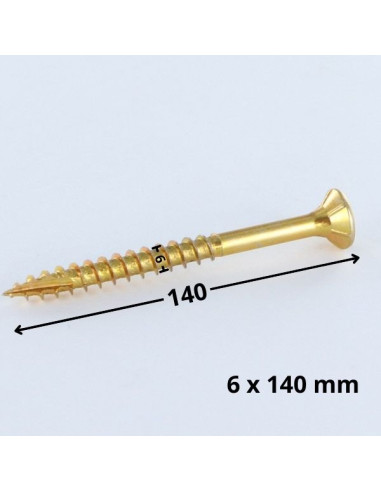 Parafusos de madeira e aglomerado TEKOR cabeça fresada dentado 6X140 roscado sobre 70 TORX T30 ZBCR3+ cut ponto