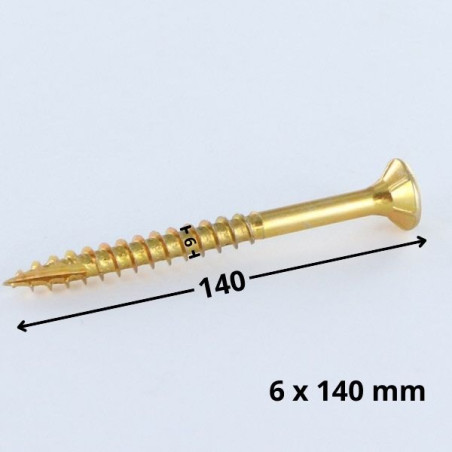 Parafusos de madeira e aglomerado TEKOR cabeça fresada dentado 6X140 roscado sobre 70 TORX T30 ZBCR3+ cut ponto