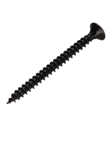 Parafuso de madeira aglomerado cabeça fresada Pozi PZ6 5X60 rosca total Aço zinco preto