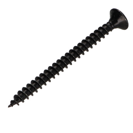 Parafuso de madeira aglomerado cabeça fresada Pozi PZ6 5X60 rosca total Aço zinco preto
