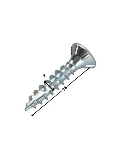Parafusos de madeira e aglomerado TEKOR cabeça fresada dentado 3X16 TORX T10 Aço zinco branco rosca total cut ponto