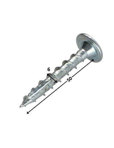 Parafusos de madeira e aglomerado TEKOR cabeça disco TORX T30 cut ponto antifenda tipo 17 6X50 rosca total Aço zinco