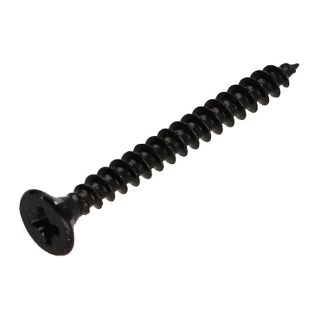Parafuso de madeira aglomerado cabeça fresada Pozi PZ6 4X45 rosca total Aço zinco preto