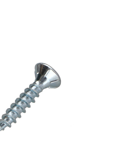 Parafusos de madeira e aglomerado TEKOR cabeça fresada dentado 3X20 TORX T10 Aço zinco branco rosca total cut ponto