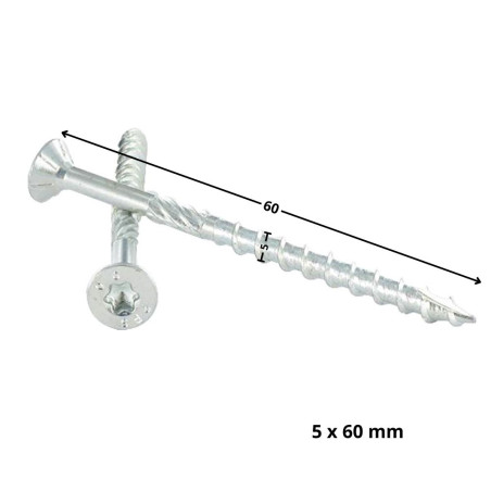 Parafuso de moldura TEKOR cabeça fresada dentado TORX T25 5X60 roscado sobre 32 cut ponto antifenda tipo 17 Aço
