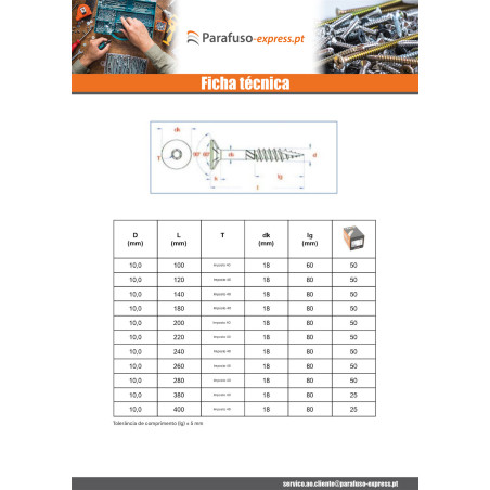 Parafuso de moldura TEKOR cabeça fresada dentado TORX T40 8X180 roscado sobre 80 cut ponto antifenda tipo 17 Aço