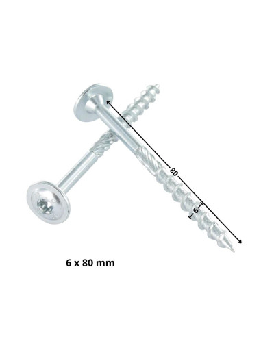 Parafusos de madeira e aglomerado TEKOR cabeça disco TORX T30 cut ponto antifenda tipo 17 6X80 rosca parcial Aço