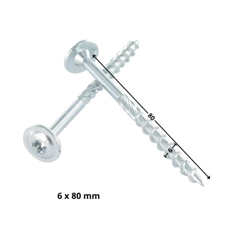 Parafusos de madeira e aglomerado TEKOR cabeça disco TORX T30 cut ponto antifenda tipo 17 6X80 rosca parcial Aço