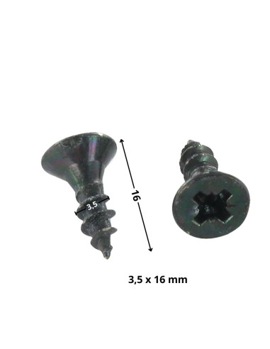 Parafuso de madeira aglomerado cabeça fresada Pozi PZ6 3,5 x 16 rosca total Aço zinco preto