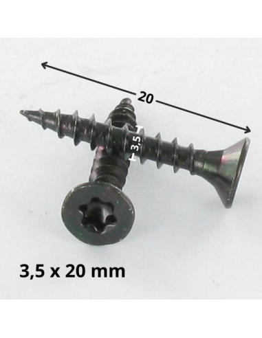 Parafuso de madeira aglomerado cabeça fresada TORX T15 3,5 x 20 Aço zinco preto