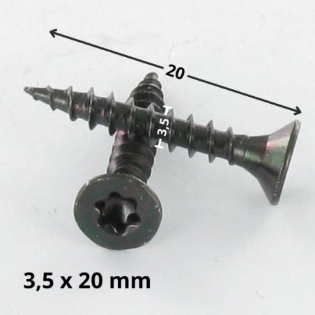 Parafuso de madeira aglomerado cabeça fresada TORX T15 3,5 x 20 Aço zinco preto