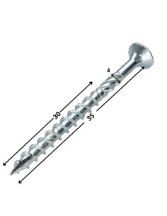 Parafuso de moldura TEKOR cabeça fresada dentado TORX T20 4X35 roscado sobre 30 cut ponto antifenda tipo 17 Aço 2