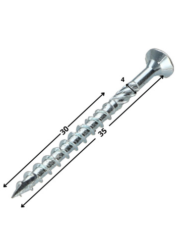 Parafuso de moldura TEKOR cabeça fresada dentado TORX T20 4X35 roscado sobre 30 cut ponto antifenda tipo 17 Aço