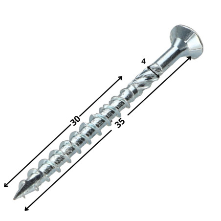 Parafuso de moldura TEKOR cabeça fresada dentado TORX T20 4X35 roscado sobre 30 cut ponto antifenda tipo 17 Aço