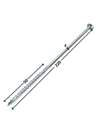 Parafuso de moldura TEKOR cabeça fresada dentado TORX T30 6X220 roscado sobre 100 cut ponto antifenda tipo 17 Aço