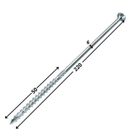 Parafuso de moldura TEKOR cabeça fresada dentado TORX T30 6X220 roscado sobre 100 cut ponto antifenda tipo 17 Aço