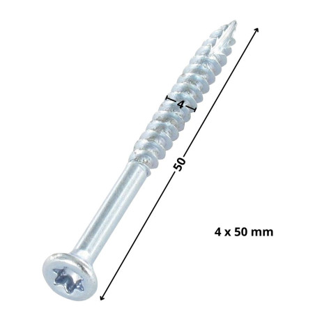 Parafusos de madeira e aglomerado TEKOR cabeça fresada dentado 4X50 roscado sobre 30 TORX T20 diâmetro da cabeça 7