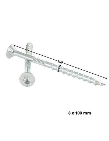 Parafuso de moldura TEKOR cabeça fresada dentado TORX T40 8X100 roscado sobre 60 cut ponto antifenda tipo 17 Aço